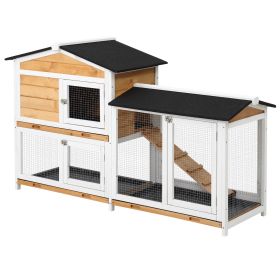 2 Storey Rabbit Hut Wooden Bunny Hut Small Animal House With Ramp