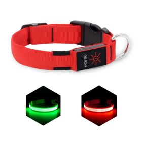 LED Dog Collar, USB Rechargeable Light Up Dog Collar, Adjustable Safety Glowing Collar for Dogs (Red, Medium)