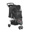 VEVOR Pet Stroller, 3 Wheels Dog Stroller Rotate with Brakes, 35lbs Weight Capacity, Puppy Stroller with Front Pedal, Velcro