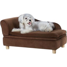 VEVOR Pet Sofa, Dog Couch for Medium-Sized Dogs and Cats, Soft Velvety Dog Sofa Bed, 81 lbs Loading Cat Sofa, Dark Brown