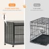 Furniture dog crate sliding iron door dog crate with mat. (Grey,43.7''W x 30''D x 33.7''H)