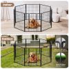 Dog Playpen Indoor Outdoor, 24" Height 8 Panels Fence with Anti-Rust Coating, Metal Heavy Portable Foldable Dog Pen for Large