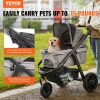 VEVOR Pet Stroller, 3 PU Wheels Dog Stroller Rotate with Brakes, 75 lbs Weight Capacity, Puppy Stroller with Pet Pad