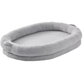 VEVOR Human Dog Bed 72x48x10in Large Human Size Dog Bed Washable Faux Rabbit Fur (default: default)