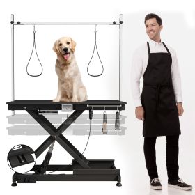 electric pet grooming table, 110V/220V professional groomer recommend super Deluxe electric pet grooming table (Color: Black)