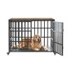 42" Heavy Duty Dog Crate for Large Medium Dogs, Furniture Style cage with 4 Lockable Wheels and 2 Locks